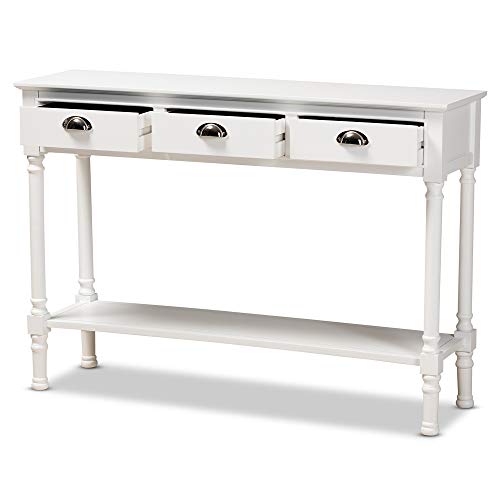 Baxton Studio Garvey French Provincial White Finished Wood 3-Drawer Entryway Console Table Baxton Studio