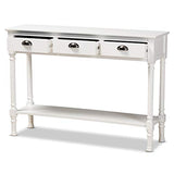 Baxton Studio Garvey French Provincial White Finished Wood 3-Drawer Entryway Console Table Baxton Studio