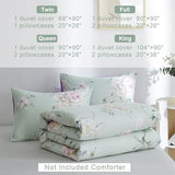 BOLINLIVING Floral Duvet Cover King Size 3 Pieces, Flower Duvet Cover with 2 Pillow Shams, Soft Floral Bedding Set Sage Green and Purple for All Season, Breathable, Zipper Closure… BOLINLIVING