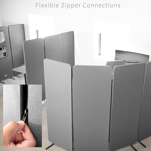 VIVO Freestanding 72 x 66 inch Privacy Panel, Cubicle Divider, Acoustic Wall Partition, x3 24 inch Panels, Gray, PP-3-T072G VIVO