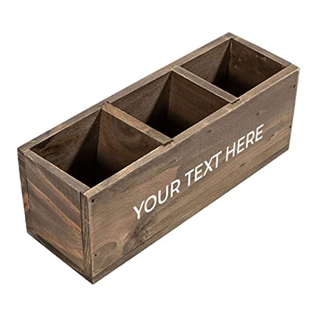 Personalized Passion - Wooden Desk Organizers for Home & School | Perfect Sized Wooden Pencil Holder with 3 Compartments | Personalized Name Wooden Organizer for Pen, Stationary, & Office Personalized Passion