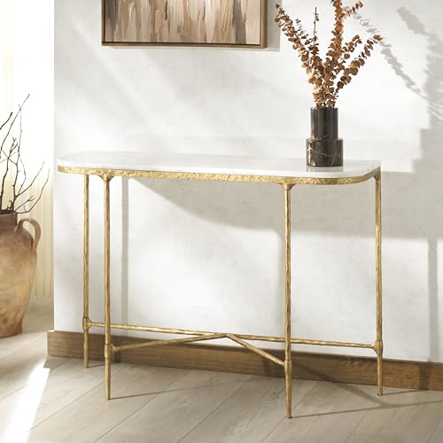 SAFAVIEH Couture Collection Janowsky Brass & White Marble Console Table SAFAVIEH