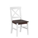 Christopher Knight Home Roshan Farmhouse Acacia Wood Dining Chairs, White / Walnut 21D x 17.75W x 35.5H Inch GDFStudio