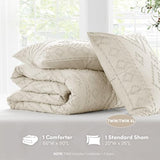 Comfort Spaces Twin/Twin XL Comforter Set for College Tufted Boho Dorm Comforter Set Twin XL Size, All Season Lightweight Bedding Set Soft, Matching Sham Beige 2 Piece Comfort Spaces