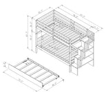 Twin Over Twin Bunk Bed with Trundle,Solid Wood Bunk Beds with Storage Stairs,Bunk Bed Twin Size with Stairs for Kids,Teens,Adults,White Bellemave