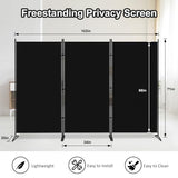 Kokorona 3 Panel Room Divider, 6FT Tall Folding Privacy Screen Wall Dividers, Portable Privacy Screen Freestanding Room Divider for Room Separation, Included - Cover Strips, Black, 102''W x 71''H Kokorona
