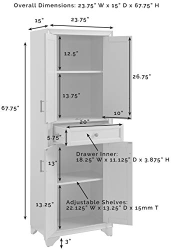 Crosley Furniture Tara Pantry, Distressed Gray Crosley Furniture