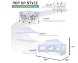 COBIZI 10x20 Pop Up Canopy Tent with Sidewalls, Commercial Ez Up Canopy, 3 Adjustable Heights, Waterproof and UV Protection 50+, Outdoor Gazebo Pop up Tent for Parties & Patio with 4 Sandbags COBIZI