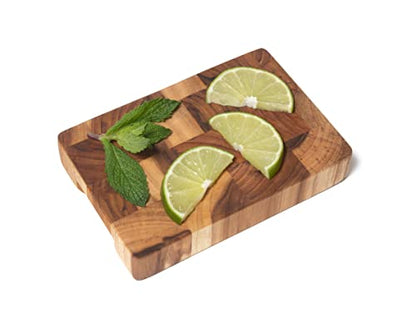 Lipper International 7217 Teak 6" End Grain Cutting Board with Cut Out Handles