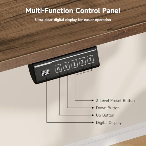 Lefurture Standing Desk with File Cabinet, 55x24'' L Shaped Electric Stand Up Desk with Adjustable Monitor Shelf, Adjustable Height 28-46'' for Home and Computer Workstation, Walnut Lefurture