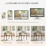 MALOL Wooden Dining Chairs Set of 6, Modern Fabric Upholstered Dining Room Chair, Kitchen Side Chairs, Farmhouse Dinner Chair with Curved Open Back for Kitchen, Beige MALOL
