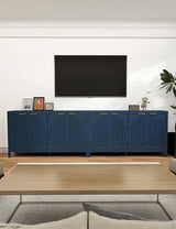 SAHISTCT 58" Modern Fluted Sideboard Buffet Cabinet with Storage, Modern Credenza with Arched Doors, Coffee Bar Table, Wood Media TV Console Table Credenza for Living Room Hallway Entryway (Blue) SAHISTCT