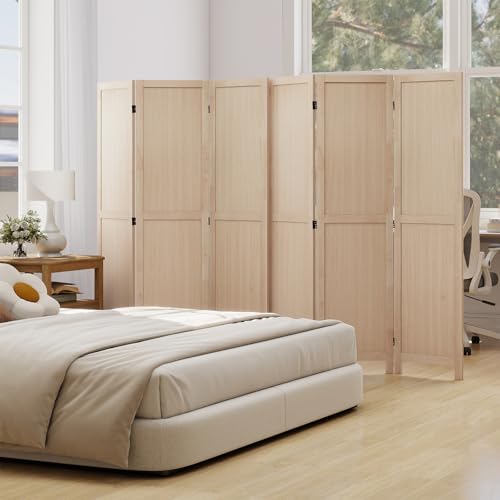 COSTWAY 3 Panel Folding Room Divider, 67" Rubber Wood Privacy Screen for Room Separation, Freestanding Hinged Partition Wall Divider for Bedroom, Living Room, Kitchen, Home Office, Restaurant COSTWAY