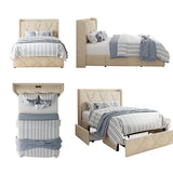 GalnFu Twin Bed Frame with 4 Storage Drawers, Upholstered Platform Bed with Charging Station, Modern Wingback Storage Headboard, Easy Assembly,Noise-Free, Beige GalnFu