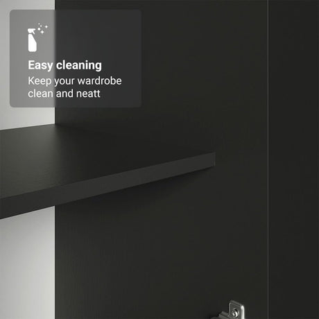 Madesa Wardrobe Armoire Closet Pantry Storage Cabinet with 4 Doors and 10 Utility Shelves 47" L Wooden Organization Unit for Bedroom, Office, Laundry Room, Kitchen, and Garage (Black) Madesa
