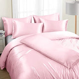 Ersmak 6 Pieces Satin Duvet Cover King Size Luxury Silky Bedding Duvet Cover Set with 1 Soft Duvet Cover, 4 King Pillowcases and 1 Body Pillowcase, Blush Pink Ersmak