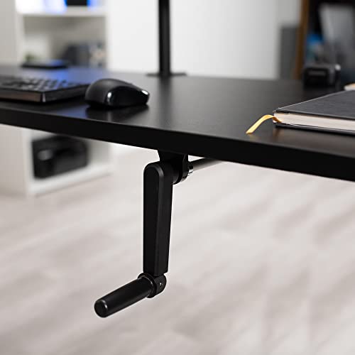 VIVO Manual Height Adjustable 71 x 30 inch Stand Up Desk, Reclaimed Wood Table Top, Black Frame, Standing Workstation with Foldable Handle, DESK-KIT-MB7P VIVO
