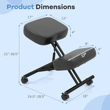 Goplus Kneeling Chair, Upholstered Mobile Desk Chair w/Adjustable Height, Thickened Sponge Cushion, 4 Lockable Universal Wheels, Office Home Padded Stool with Angled Seat, Black (1) Goplus