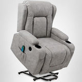 Best Choice Products PU Leather Electric Power Lift Chair, Recliner Massage Chair, Adjustable Furniture for Back, Legs w/ 3 Positions, USB Port, Heat, Cupholders, Easy-to-Reach Side Button - Gray