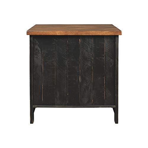 Signature Design by Ashley Valebeck Farmhouse Rectangular End Table with Storage, Distressed Brown & Black Finish - WoodArtSupply