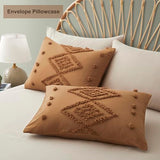 Oli Anderson Tufted Duvet Cover Twin Size, Soft and Lightweight Duvet Covers Set for All Seasons, 2 Pieces Boho Embroidery Shabby Chic Bedding Set (Pumpkin Brown, Twin, 68"×90") Oli Anderson
