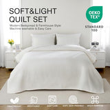 Max Oversized California King Quilt Set – 112"x106"Soft Washed Lightweight Bedspread,Multi-Lock Quilting,Minimalist Nordic Bedding, Spring & Summer Quilt Set (1 Quilt + 2 Pillow Shams), Cream White DAWNDIOR