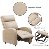 JUMMICO Recliner Chair Adjustable Home Theater Single Recliner Sofa Furniture with Thick Seat Cushion and Backrest Modern Living Room Recliners (Leather, Beige)