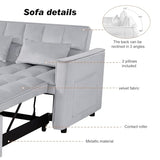 Yeehacc 3 in 1 Convertible Sleeper Sofa Bed, Pull Out Couch Loveseat Futon, Adjustable Backrest Velvet Sofa with Pillows and Side Pockets for Living Room Apartment, Light Grey Yeehacc