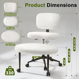 Waleaf Ergonomic Cross Legged Office Chair, ADHD Chair for Adults, Height Adjustable Meditation Chair with Wheels, Teddy Fabric Yoga Kneeling Chairs with Comfortable Back Support (White) Waleaf