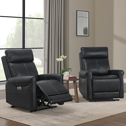 KISLOT Leather Power Recliner Chair Wall Hugger Sofa with USB Charging Ports Electric Reclining RV Furniture for Living Room KISLOT