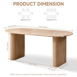 Valivestia Oval Dining Table, 70.8" Modern Wood Kitchen Table for 4-6 People with Sturdy Legs, for Dining Room Kitchen, Natural Color Valivestia