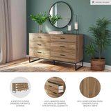 Signature Design by Ashley Deanlow Mid-Century Modern 6 Drawer Dresser with Safety Stop for Bedroom, Light Brown & Black Signature Design by Ashley