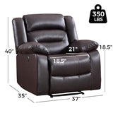 EBELLO Classic Power Recliner Chair, Faux Leather Oversized Electric Overstuffed Chair with Soft Cushion and Back, Sofa with Comfortable Armchair for Living Room, Brown