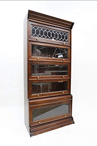 Crafters and Weavers Legacy Solid Mahogany Wood 5 Stack Barrister Bookcase - Brown Walnut Crafters and Weavers