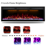 Dreamflame 50" Smart Electric Fireplace, WiFi-Enabled Control via Alexa& App, Recessed and Wall Mounted Fireplace Heater with Realistic Crackling Sound, Logs& Crystals,1500W, Black Dreamflame
