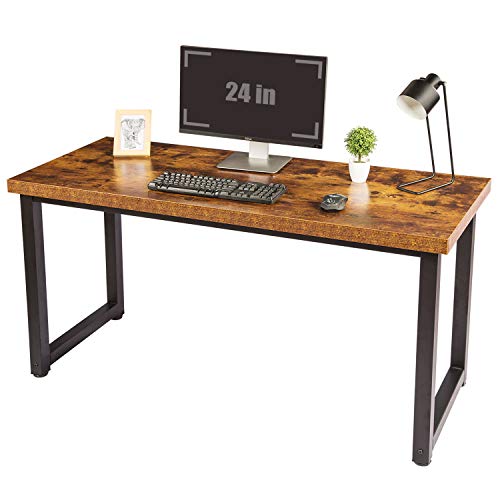 TOPSKY 59" Big Large Computer Office Desk 1.88" Thickness Desktop (Rustic Brown) - WoodArtSupply