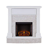 SEI Furniture Jacksdale Faux Stone Accent Electric Hidden Media Shelf Fireplace, White SEI Furniture