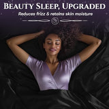 SLEEP SANCTUARY Satin Sheets King Size – 4 Piece Luxury Silky Bed Set, Softer Than Silk, 15" Deep Pocket, Cooling & Wrinkle-Free, Moisture-Wicking & Breathable for Hair & Skin (Black) SLEEP SANCTUARY