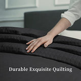 HollyHOME Luxury Checkered Super Soft Solid Single Pinsonic Bed Quilt Bedspread Bed Cover, Black, King HollyHOME