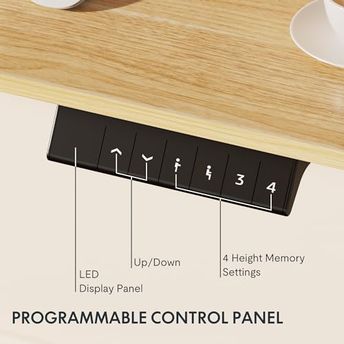 FLEXISPOT Standing Desk 48 x 24 Inches Height Adjustable Desk Whole-Piece Desktop Electric Stand up Desk Home Office Table for Computer Laptop (White Frame + 48 in Maple Desktop) - WoodArtSupply