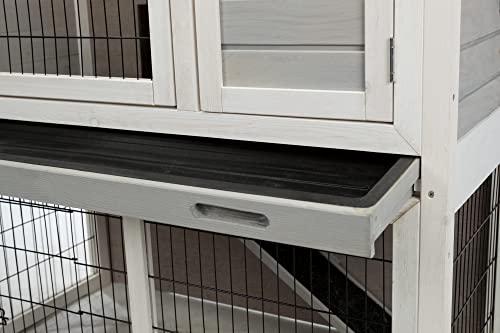 TRIXIE Pet Products Rabbit Hutch with Sloped Roof (M), Gray/White - WoodArtSupply