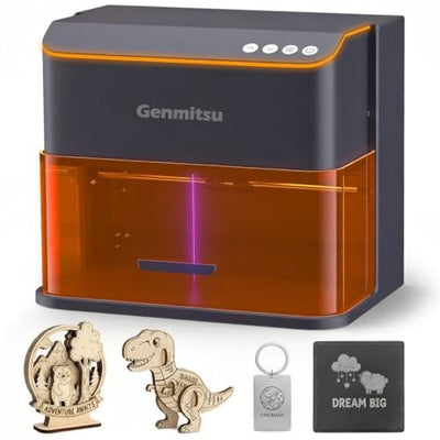 Genmitsu Kintix Laser Engraver 10W 10000mW, 90000mm/min Ultra Fast Galvo Laser with Auto-Lifting, 200x100mm Large Area for Jewelry, Metal, Wood, Compatible with LightBurn, Support APP, Class 1 Safety