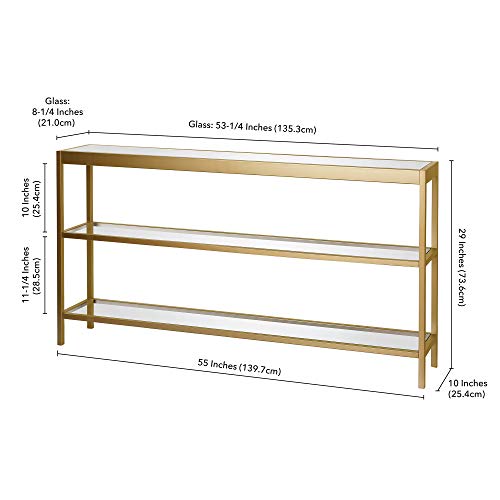 Henn&Hart 55" Wide Rectangular Console Table in Brass, Entryway Table, Accent Table for Living Room, Hallway Henn&Hart