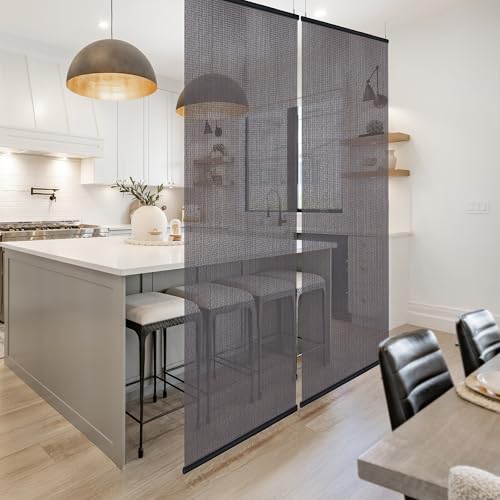 DECOLAB Hanging Panel Room Divider, Ceiling Mount Suspension Partition Panels for Open Floor Living, Bedroom, Office, Space Saving, 36" W x 96" L, Set of 2, Storm DECOLAB