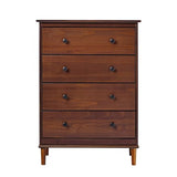 Walker Edison Modern Tall 4 Solid Wood Dresser Bedroom Storage Drawer Organizer Closet Hallway, 40 Inch, Walnut-T Walker Edison