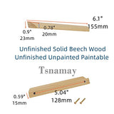 Tsnamay 10Pcs Unfinished Wood Solid Furniture Pulls Handles,Unfinished Unpainted Paintable Wooden Handles Cupboard Closet Drawer Handle Pull,Length Tsnamay