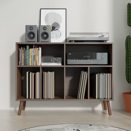 Cozy Castle Record Player Stand, Turntables Stand with Vinyl Record Storage Holds up to 350 Albums, Record Stand Table for Bedroom, Living Room, Office, Brown Cozy Castle