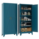 YAUWOH 71''Metal Cabinet with 4 Adjustable Shelves,5-Tier Pantry Storage Cabinet,Kitchen Pantry Cabinet for Living Room,Dining Room, Blue YAUWOH