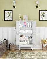 AUEYTVR Metal Bathroom Storage Cabinet,47" Bathroom Storage Unit,Freestanding Bathroom Floor Cabinet with 4 Doors and 2 Adjustable Shelves for Bathroom,Kitchen,Living Room, Dining Room AUEYTVR