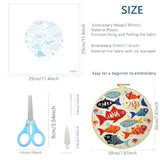 Zhenqing Colorful Fish Embroidery Kit for Beginners - Complete Set with Pre-Printed 29x29cm Cotton Fabric, Hoop, Threads & Tools (C0059)